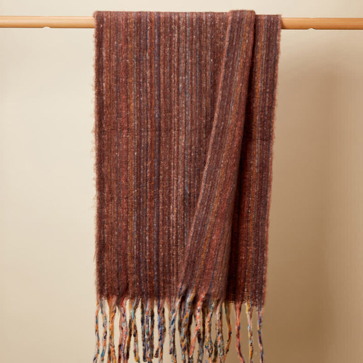 Sciarpa unisex con frange multicolori a righe bohémien