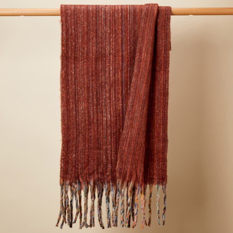 Sciarpa unisex con frange multicolori a righe bohémien