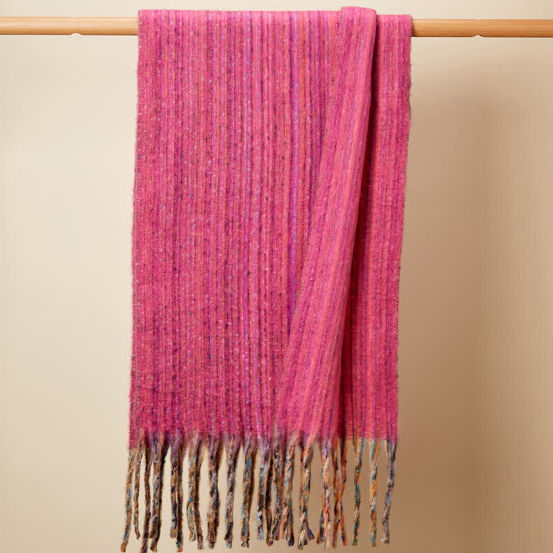 Sciarpa unisex con frange multicolori a righe bohémien