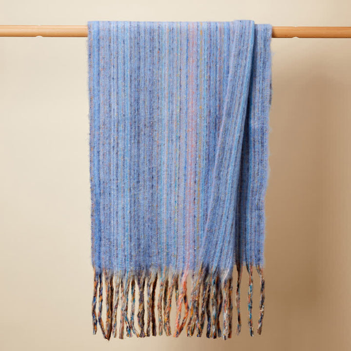 Sciarpa unisex con frange multicolori a righe bohémien