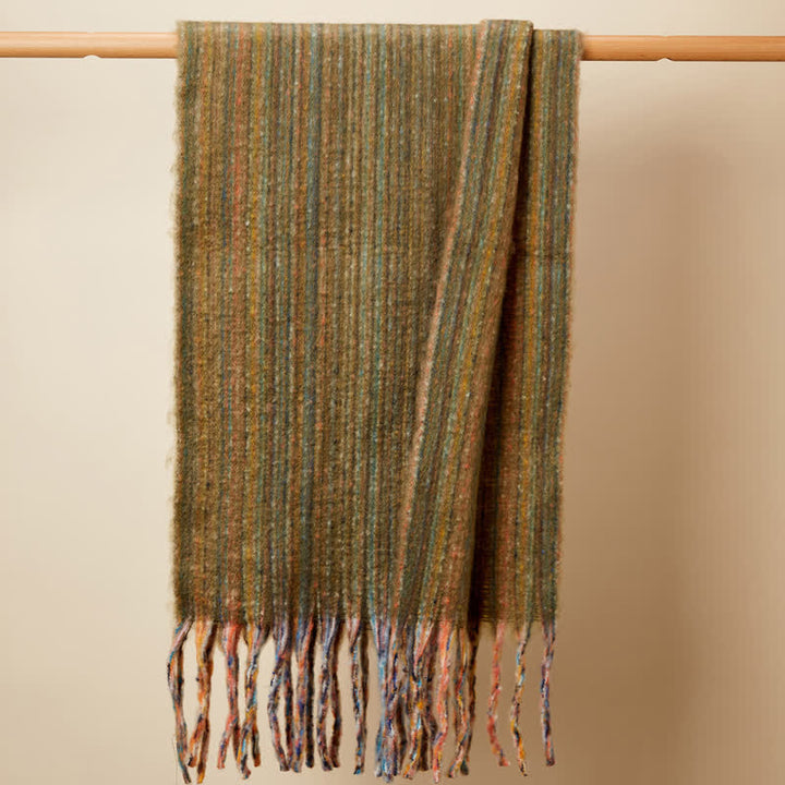 Sciarpa unisex con frange multicolori a righe bohémien