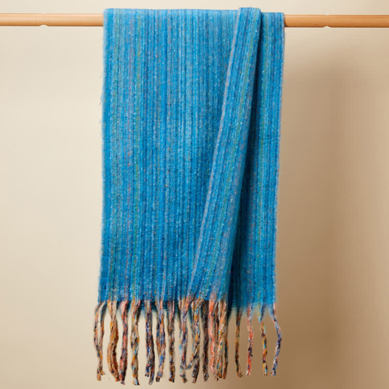 Sciarpa unisex con frange multicolori a righe bohémien