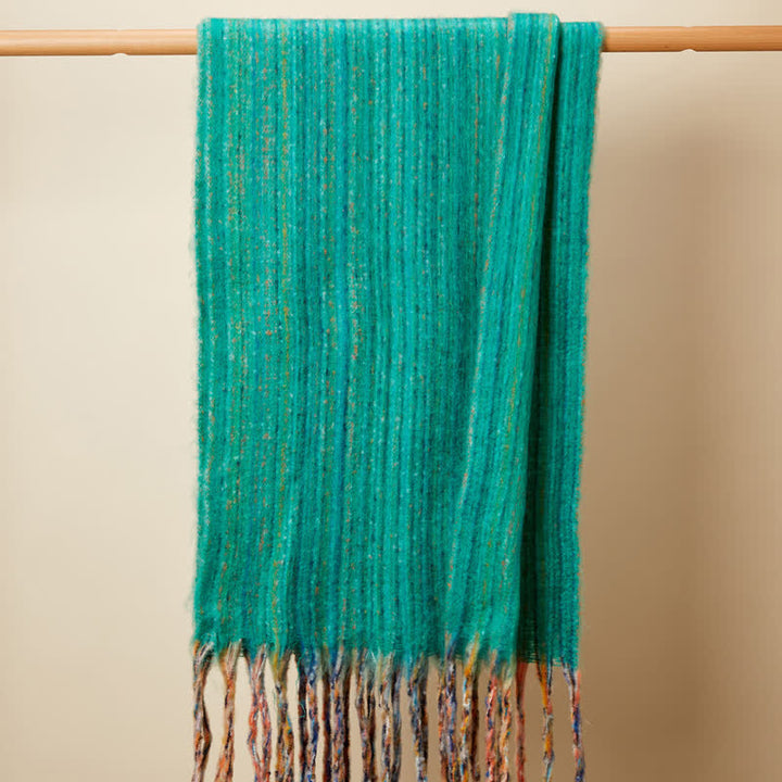 Sciarpa unisex con frange multicolori a righe bohémien