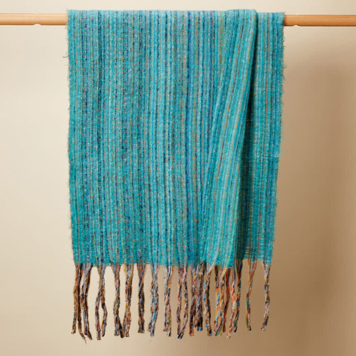 Sciarpa unisex con frange multicolori a righe bohémien