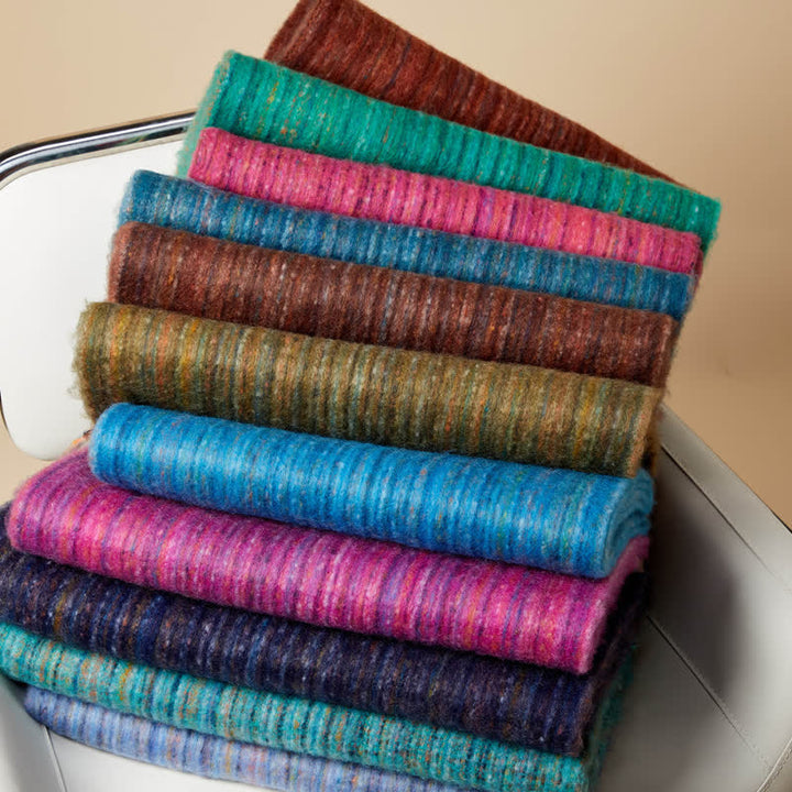 Sciarpa unisex con frange multicolori a righe bohémien