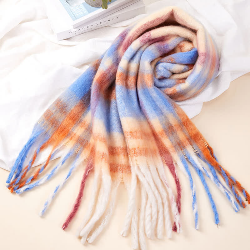 Sciarpa calda unisex classica con nappe a quadri - image 5