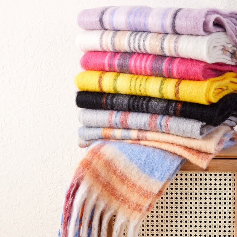 Sciarpa calda unisex classica con nappe a quadri - image 1