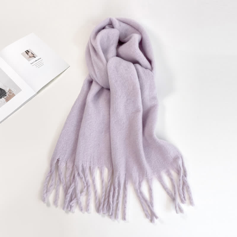 Sciarpa unisex spessa tinta unita oversize calda e spessa - Viola chiaro - image 17