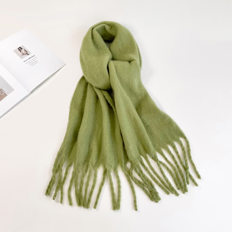 Sciarpa unisex spessa tinta unita oversize calda e spessa - GialloVerde - image 16
