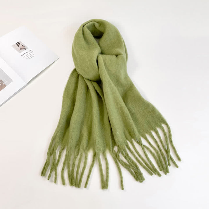 Sciarpa unisex spessa tinta unita oversize calda e spessa - GialloVerde - image 16