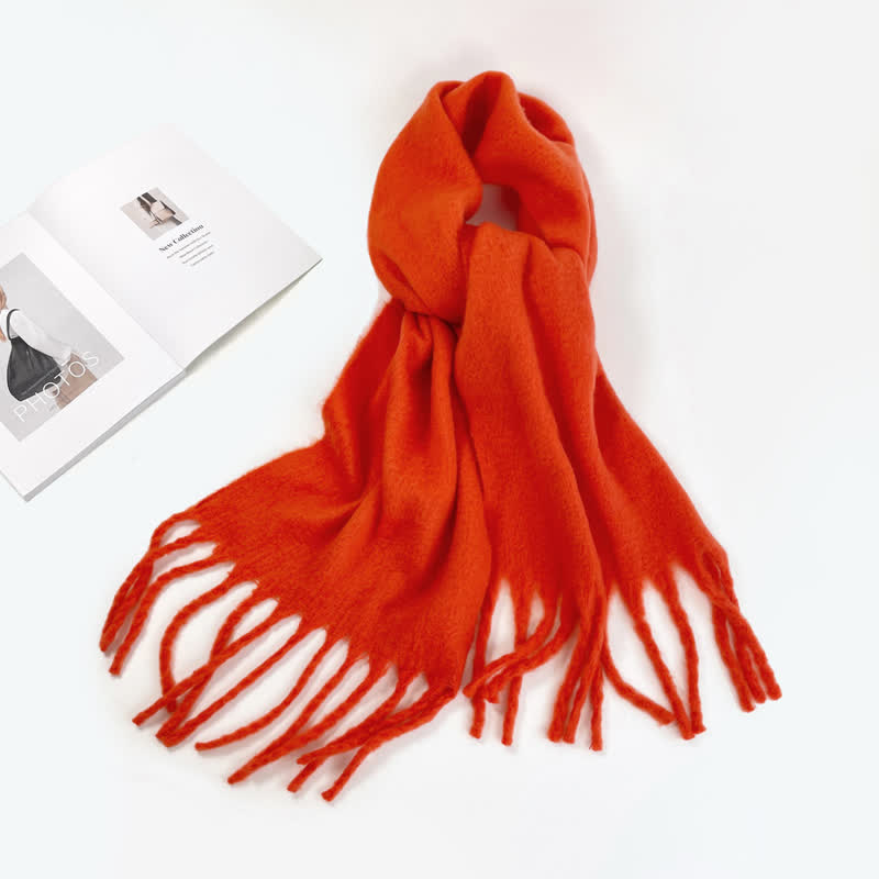 Sciarpa unisex spessa tinta unita oversize calda e spessa - Rosso - image 13