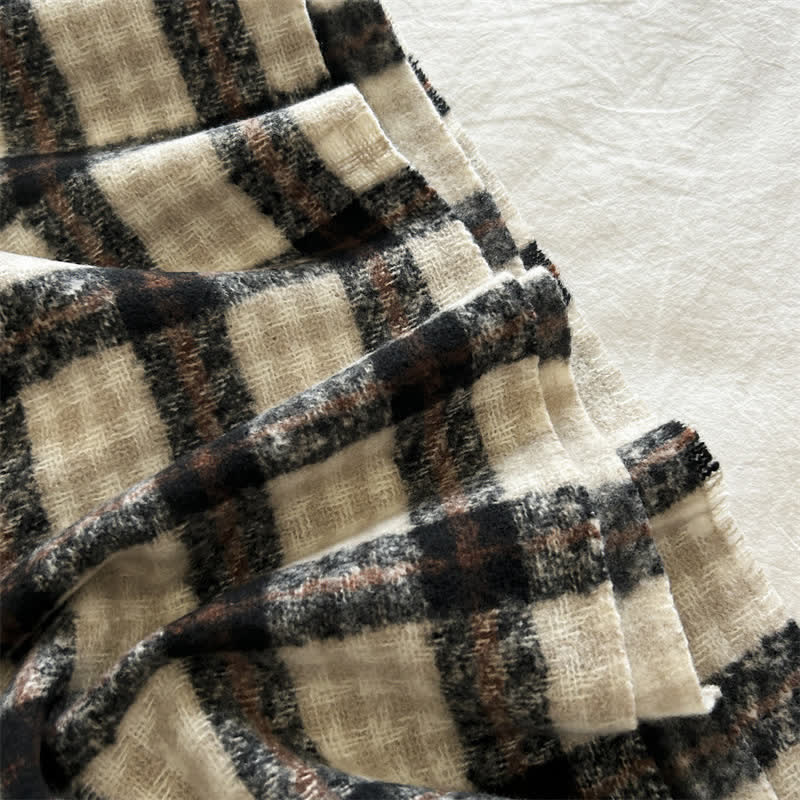 Sciarpa invernale unisex a quadri generosi e alla moda