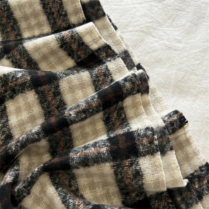 Sciarpa invernale unisex a quadri generosi e alla moda