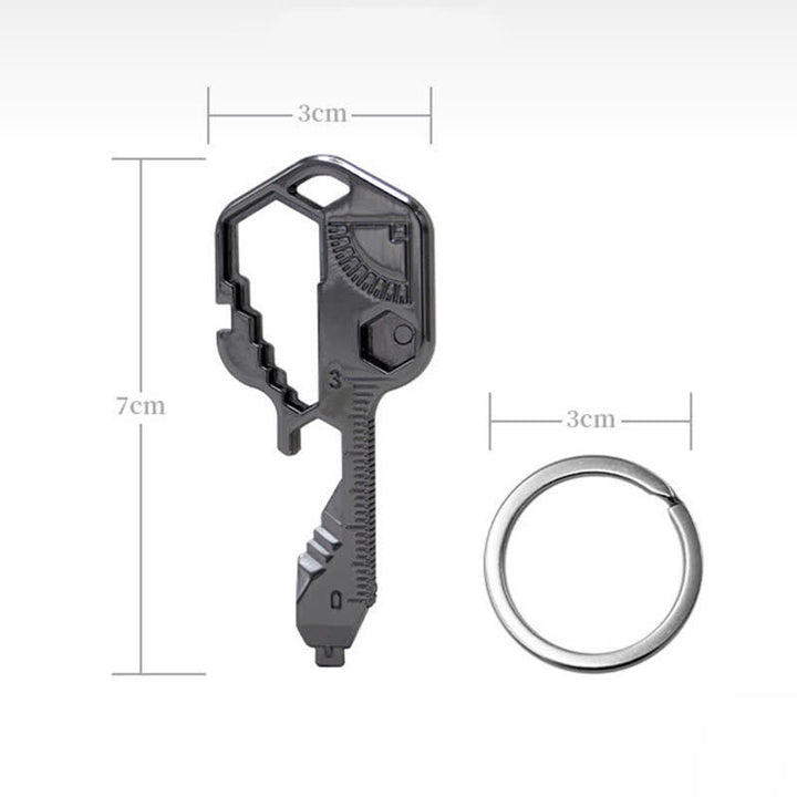 Mini Utility 11 in 1 Portachiavi con utensili comuni a forma di chiave - Nero - image 13