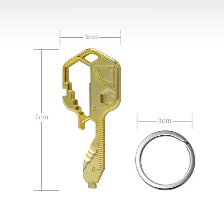 Mini Utility 11 in 1 Portachiavi con utensili comuni a forma di chiave - Oro - image 15