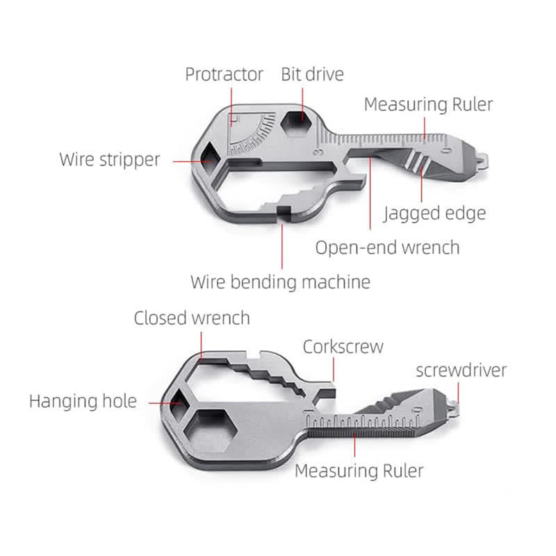 Mini Utility 11 in 1 Portachiavi con utensili comuni a forma di chiave - image 2