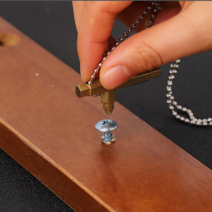 Collana con ciondolo portachiavi con cacciavite EDC a croce - image 2