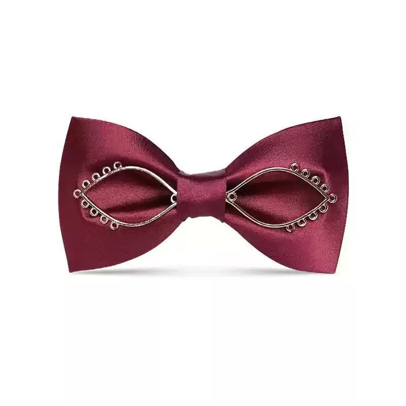 Papillon da uomo con foglie in metallo color bordeaux