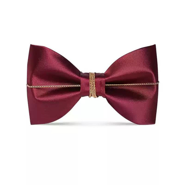 Papillon da uomo con foglie in metallo color bordeaux