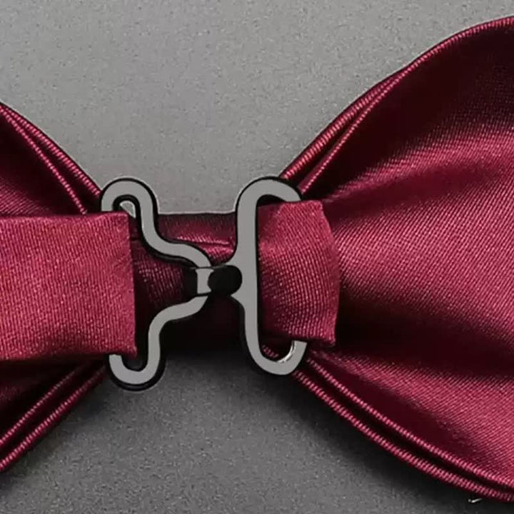 Papillon da uomo con foglie in metallo color bordeaux