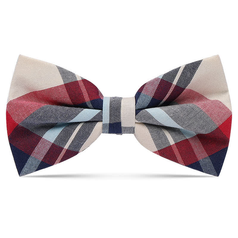 Papillon da uomo in cotone a quadri multicolore - Rosso e grigio - image 3
