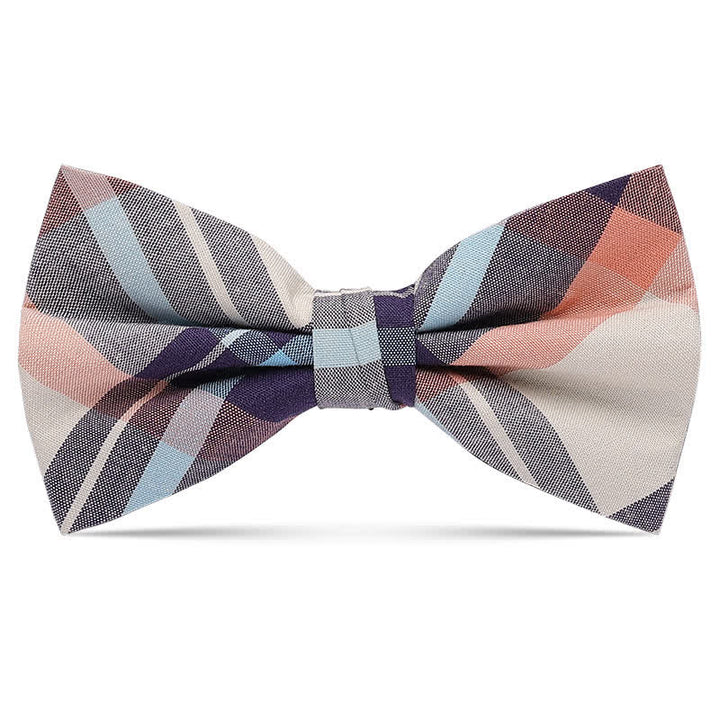 Papillon da uomo in cotone a quadri multicolore - Rosa e grigio - image 2