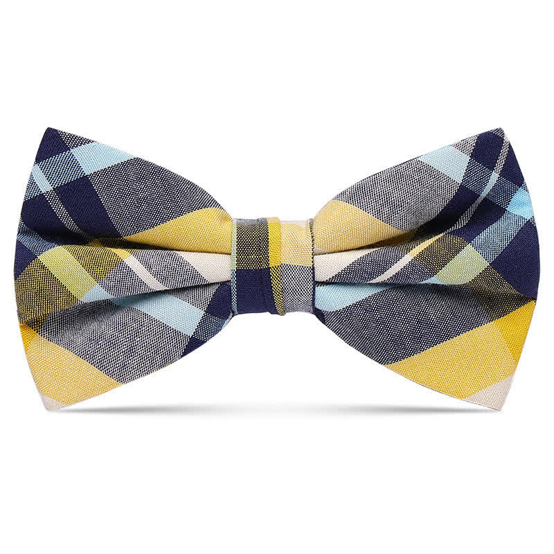 Papillon da uomo in cotone a quadri multicolore - Giallo e grigio - image 6