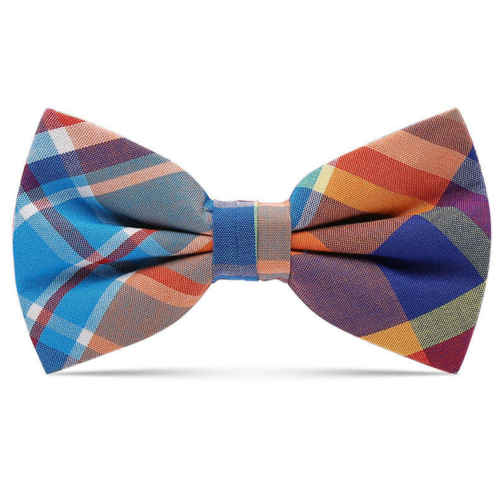 Papillon da uomo in cotone a quadri multicolore - Blu reale e arancione - image 4