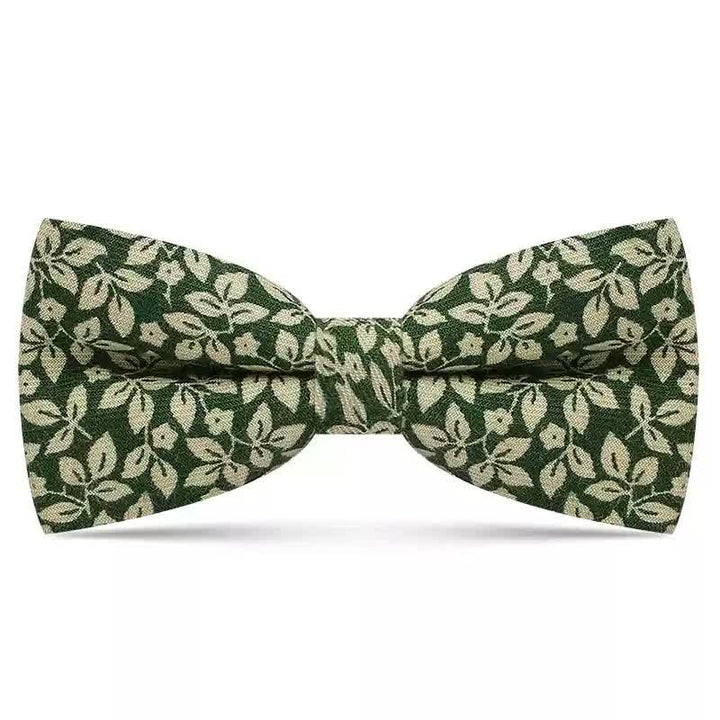 Papillon da uomo in cotone con foglie bianche sottili - Verde - image 1