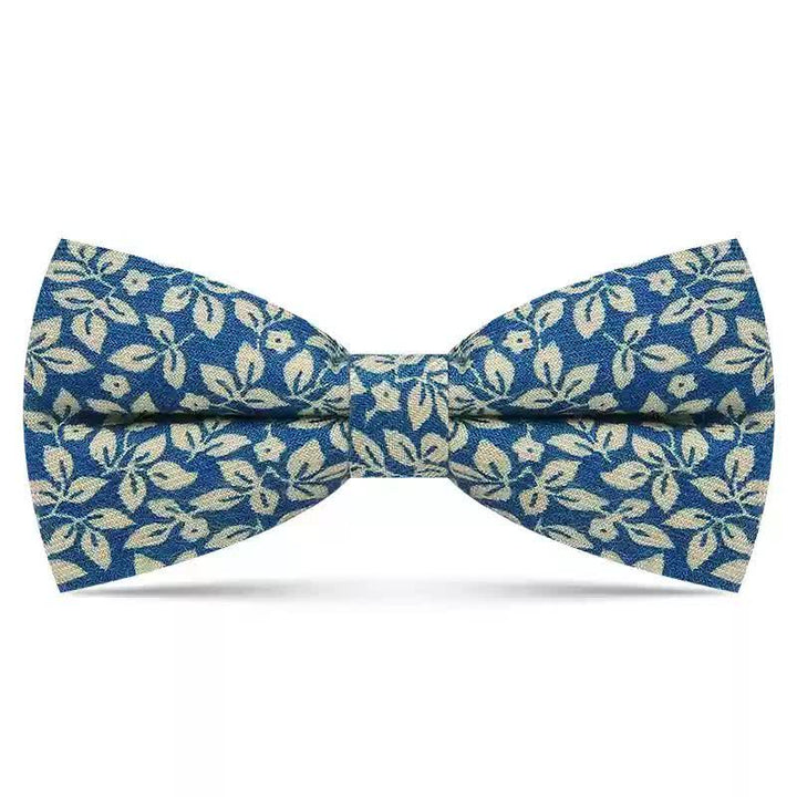 Papillon da uomo in cotone con foglie bianche sottili - Blu - image 4