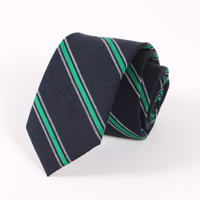 Cravatta da uomo in cotone sottile con motivo a quadri a righe fresche