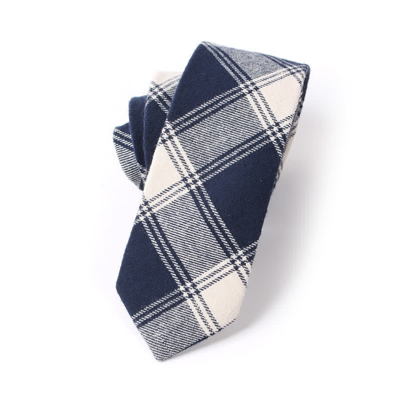 Cravatta in cotone scozzese per abito da uomo, accessorio formale - Bianco - image 9