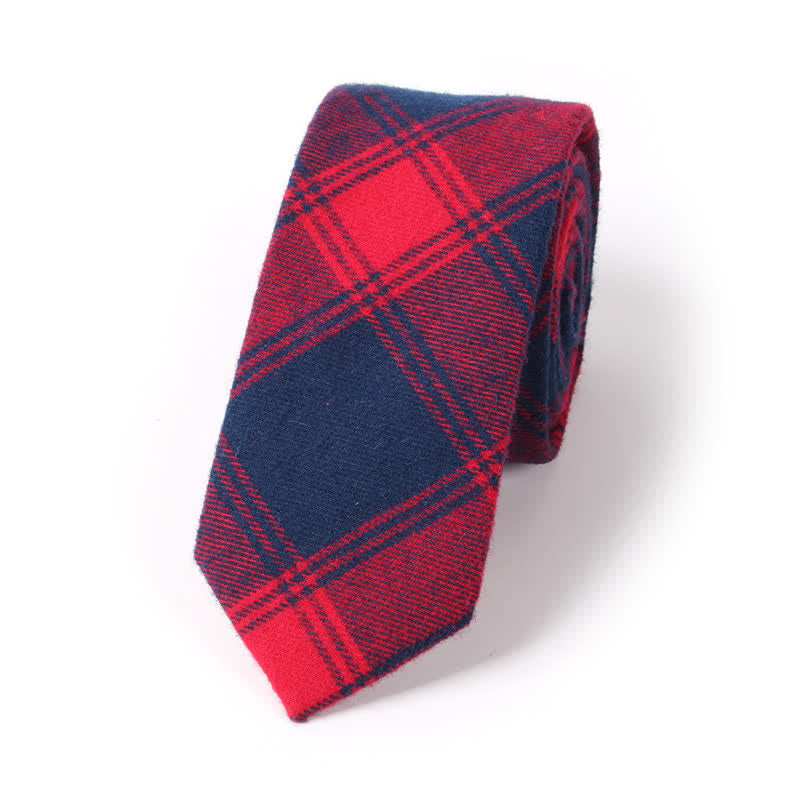 Cravatta in cotone scozzese per abito da uomo, accessorio formale - Rosso - image 0