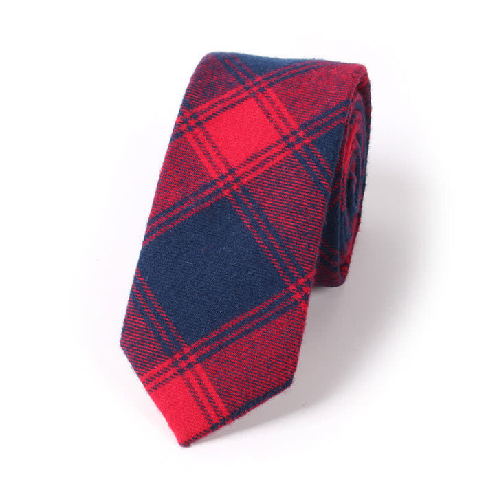 Cravatta in cotone scozzese per abito da uomo, accessorio formale - Rosso - image 0