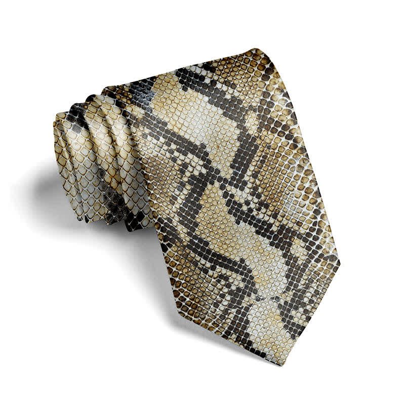 Cravatta da uomo divertente ed elegante con stampa di pelle di animale - Serpente - image 9