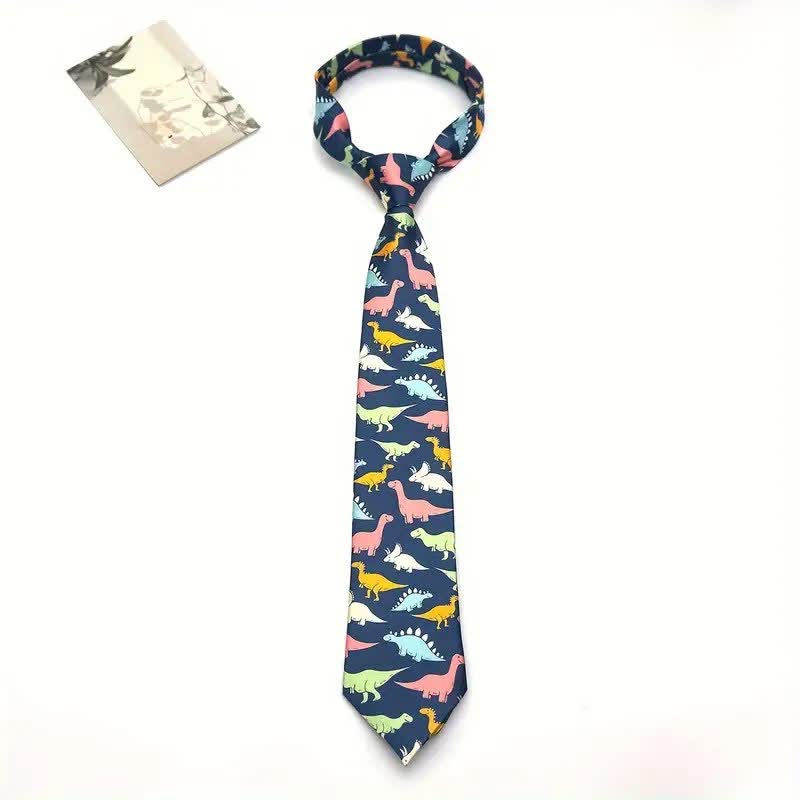 Cravatta da uomo con stampa di dinosauri colorati e accessori alla moda