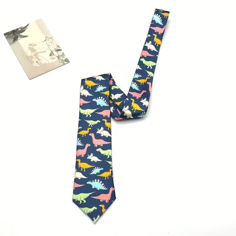 Cravatta da uomo con stampa di dinosauri colorati e accessori alla moda