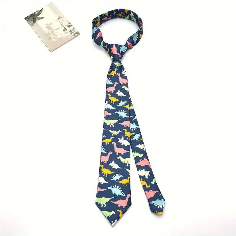 Cravatta da uomo con stampa di dinosauri colorati e accessori alla moda - image 3