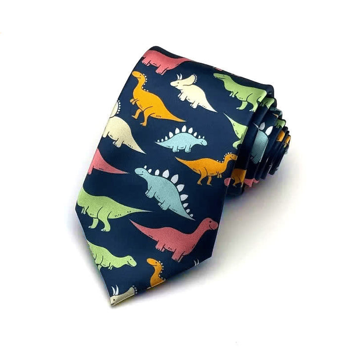 Cravatta da uomo con stampa di dinosauri colorati e accessori alla moda