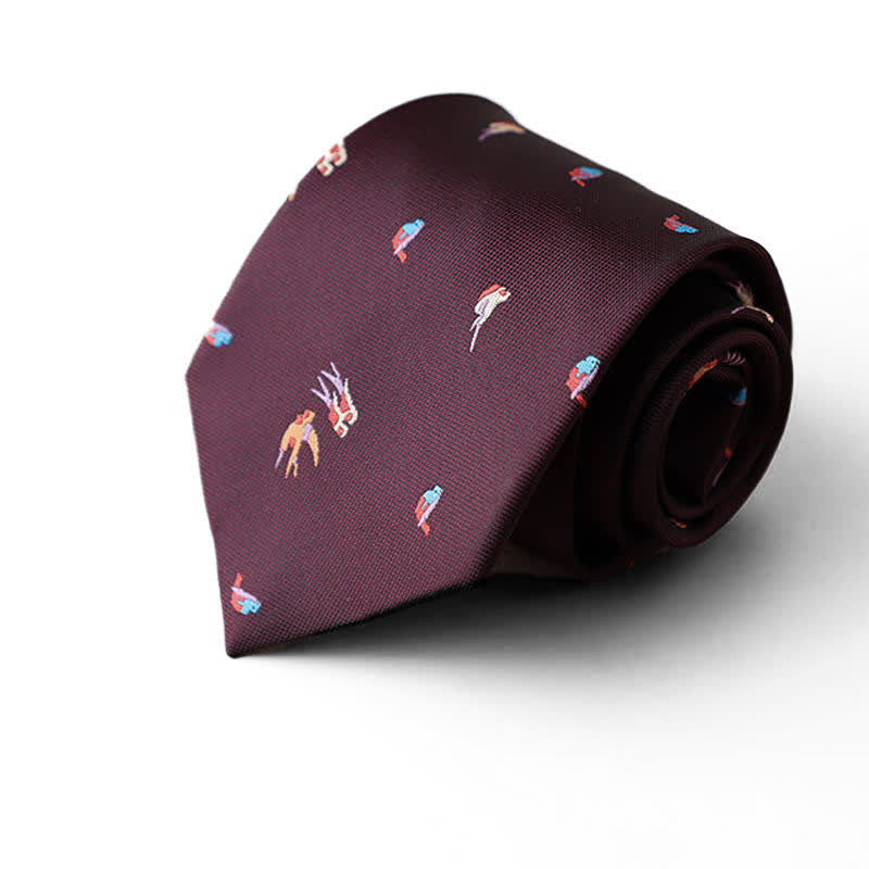 Cravatta formale da uomo con motivi animali bordeaux - Stile n. 1 - image 0