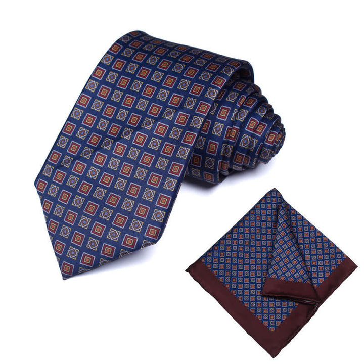 Set di 2 cravatte e fazzoletti geometrici Paisley da uomo - Stile #23 - image 24