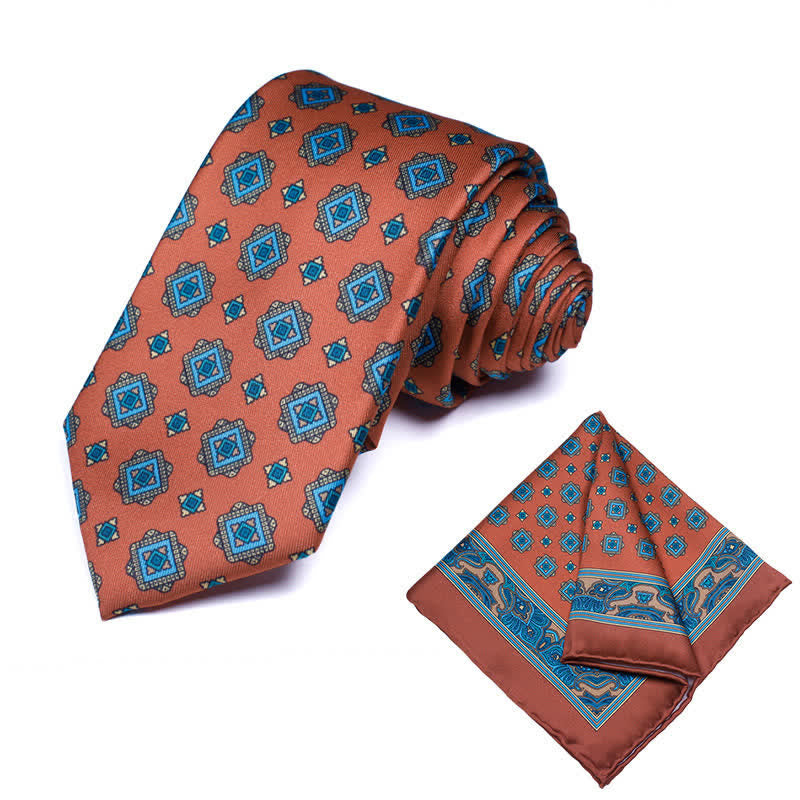 Set di 2 cravatte e fazzoletti geometrici Paisley da uomo - Stile #29 - image 30