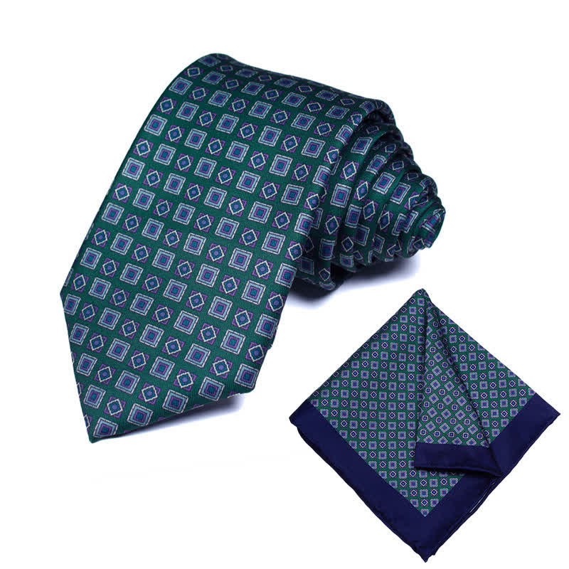 Set di 2 cravatte e fazzoletti geometrici Paisley da uomo - Stile #24 - image 25