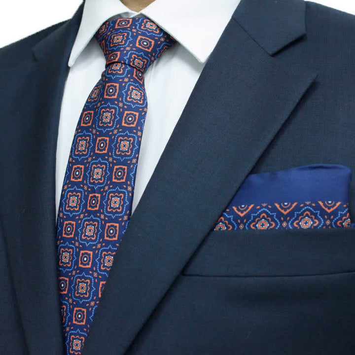 Set di 2 cravatte e fazzoletti geometrici Paisley da uomo - image 2