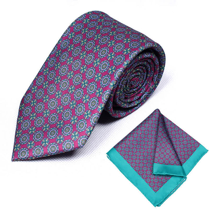 Set di 2 cravatte e fazzoletti geometrici Paisley da uomo - Stile n. 7 - image 8
