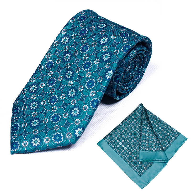Set di 2 cravatte e fazzoletti geometrici Paisley da uomo - Stile #19 - image 20