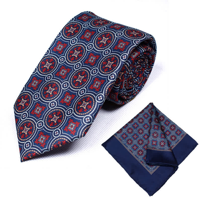 Set di 2 cravatte e fazzoletti geometrici Paisley da uomo - Stile n. 8 - image 8