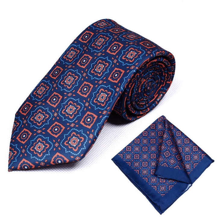 Set di 2 cravatte e fazzoletti geometrici Paisley da uomo - Stile n. 1 - image 1