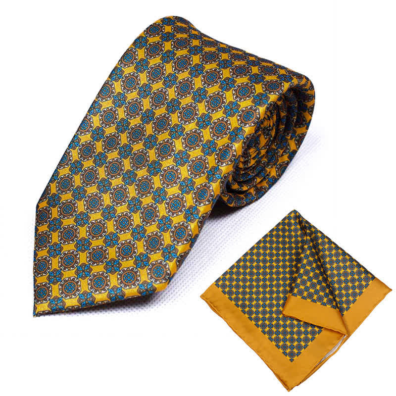 Set di 2 cravatte e fazzoletti geometrici Paisley da uomo - Stile n. 6 - image 7