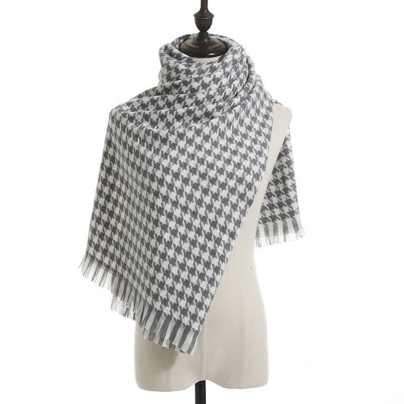 Sciarpa unisex classica in finto cashmere con motivo pied de poule - Grigio - image 12